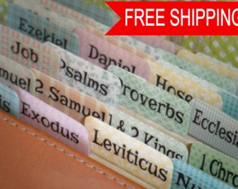 Country Calico Books of The Bible Tabs, Journaling Bible, Bible Index tabs