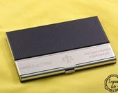 Company Personalized Business Card Holder in Text, Handwritten, Logo, Laser Engraved Leatherette, Discount for Bulk Order