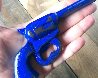 Cast Iron Pistol Bottle Opener - Groomsmen Gift - Bottle Opener Party Favor - Boyfriend Gift - Police Officer Gifts - Groomsman Gift