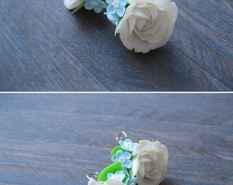 White bridal earrings Wedding jewelry for brides White rose earrings for bridesmaids jewelry Flower earrings Wedding earrings Forget me not