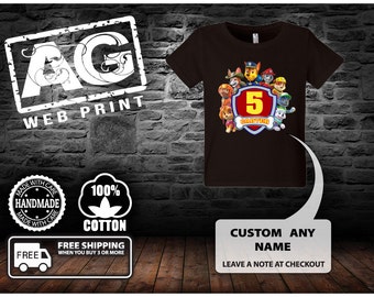 Paw Patrol Birthday Shirt, Paw Patrol Party T Shirt, Paw Patrol inspired Family Birthday theme t shirt, Paw Patrol , Paw Patrol Clothing 140