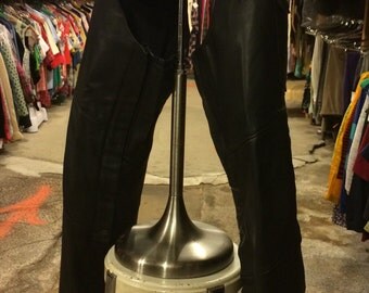 Cuir Moto Chaps vintage Talon Zipper Ourlet inachevé Peut