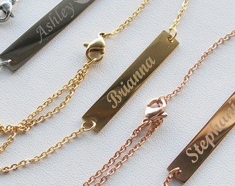 Personalized Bar Bracelet, Engraved Bracelet, Roman Numerals Custom Name Gold bar Bracelet Nameplate, Monogram Bracelet, Bridesmaid gift
