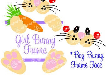 Bunny Face SVG Bag Tote Name Frame