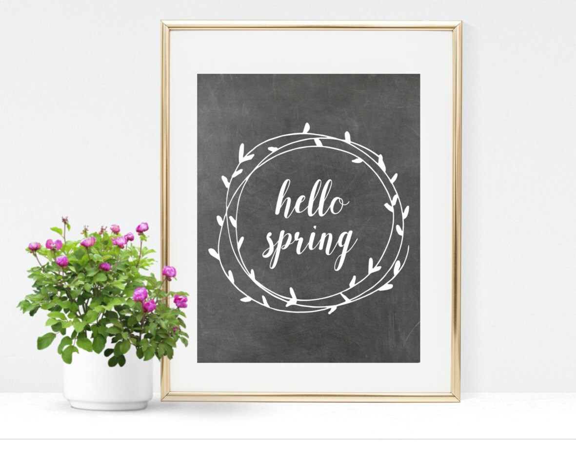 Hello Spring Printable Instant Download Spring Chalkboard