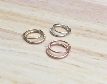 8mm Gold cartilage ring, 20g Nose ring hoop, Rose gold hoop earrings, 6mm gold hoop cartilage earring set Tiny gold hoop earring Silver 10mm