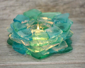 Candle Holder Home Decor, Beach House Decor, Mothers Day, Coastal Decor, Turquoise Candle, Living Room Decor, Housewarming Gift For Her