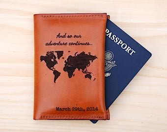 3rd Anniversary Wedding Gift, Passport Holder, And So The Adventure Continues, Gift For Third Anniversary, Leather Anniversary For Him