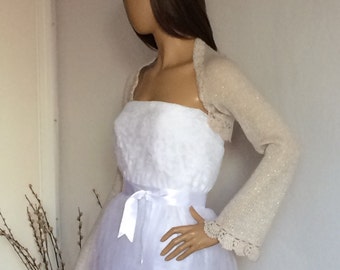 Bridal Shrug, Wedding Bolero, Bridal Cover Ups, Champagne Bridal Dress Topper