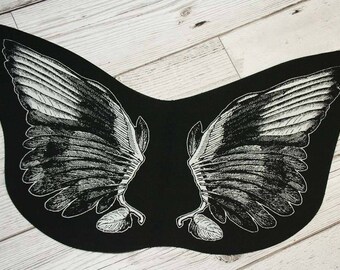 Wings back patch - punk back patch, nu goth patch, occult patch pagan patch, screen print patch, witchy clothing, angel wings, devil wings