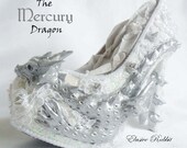 The Mercury Dragon Heels Custom Hand Sculpt Kraken Shoe Size 3 4 5 6 7 8 High Wedge Fantasy Mythical Bridal Wedding Alternative White Lace