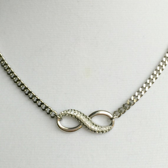 Swarovski Pave Black Diamond & Crystal Infinity Necklace