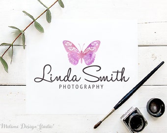 Photography Logo Design, Premade Logo, Butterfly Logo Customized for your Business, Watercolour photography Pre-made logo (4-LOGO)