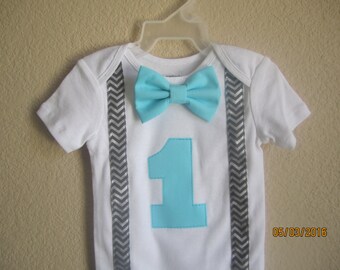 Baby boy first birthday outfit, Boy's grey chevron suspender shirt, Boy first birthday shirt, boy 1st birthday shirt, red bow tie outfit