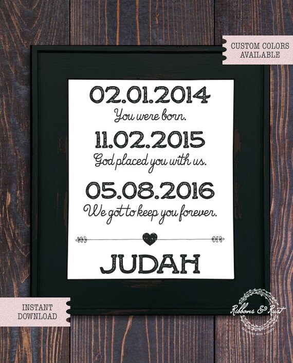 Personalized Adoption Print Adoption Gift Baby Shower Gift