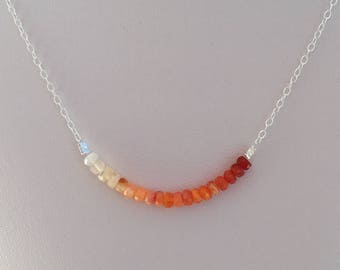 Fire Opal necklace, Opal jewellery, Ombré necklace, gift for her, girlfriend gift, wife gift, gift for mum, summer, October birthstone