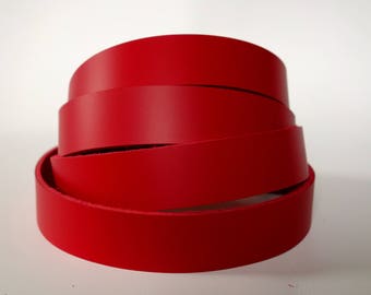 Genuine Leather Strap-Various Length And Width Strips Red-6-7 oz. Thick (2.4-2.8 mm)-Belts Blanks DIY Dog Collars-Hat Bands- DIY Purse Strap
