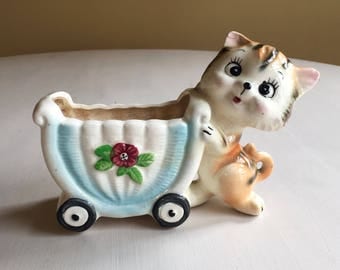 Cat and Baby Carriage Planter