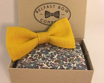 Liberty & Linen, Bow Tie and Pocket Square Set - 4 combinations available