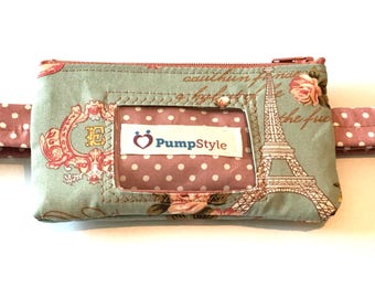 French chic Insulin Pump Pouch with clear vinyl screen