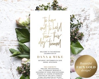 Wedding Program Template, Gold Wedding Program Printable, Ceremony Printable Template, Editable Program, PDF Instant Download #BPB323_3
