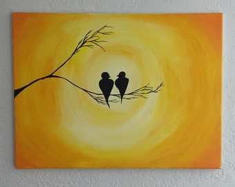 Items similar to Loves birds acrylic painting 12x12 on Etsy