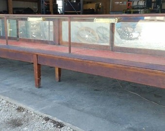10' Lighted Glass Showcase Store Counter Jewelry Display Case Vintage Cabinet a