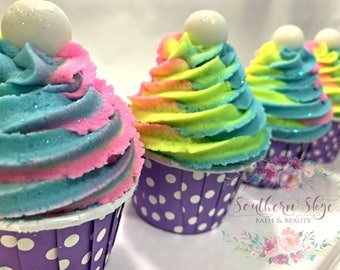 Bath Bomb- Bubble Bath- Bubble Bar- Bath Bomb Cupcake- Kids Bath- Mini Bath Cupcake- Rainbow Swirl
