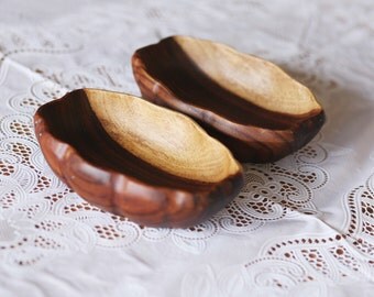 Sale- Narra wood bowls - vintage wooden bowls - natural wood - decorative bowls - farmhouse chic