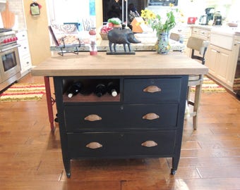 1920's Repurposed Vintage Kitchen Island "Lisette" Now 10% off