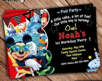 SALE 50% OFF Mickey Mouse Invitation Pool Party Version - Mickey Mouse Printable - Mickey invite - Mickey Mouse Party - Mickey Celebration