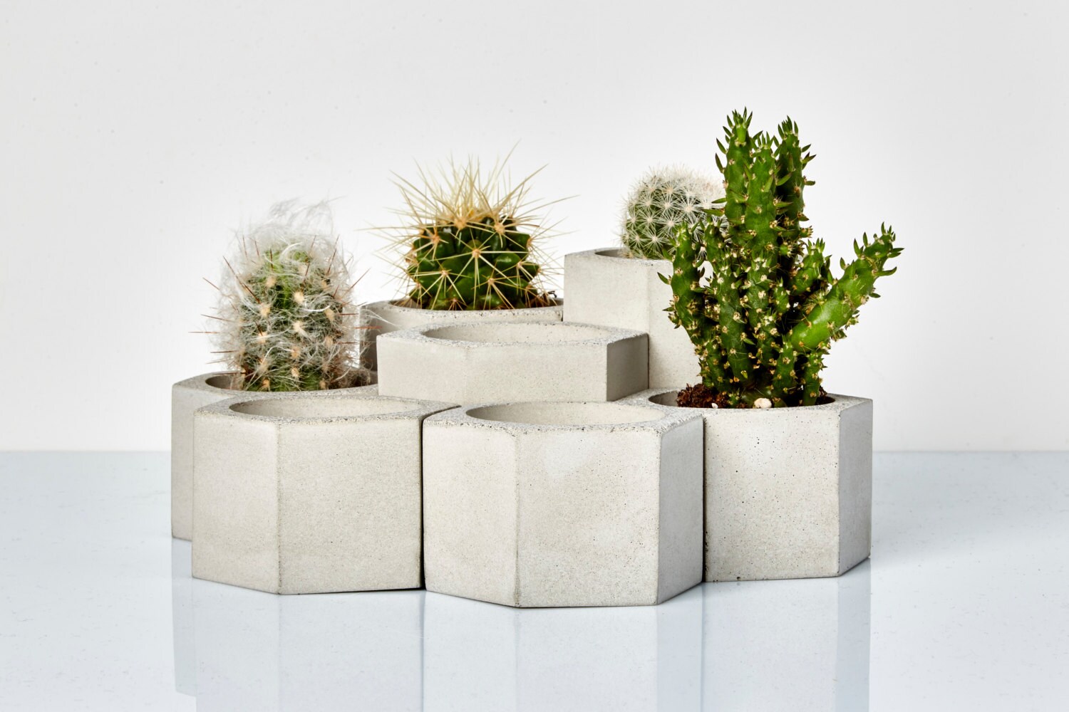 Tier hexagonal planters Geometric Concrete Planters Concrete