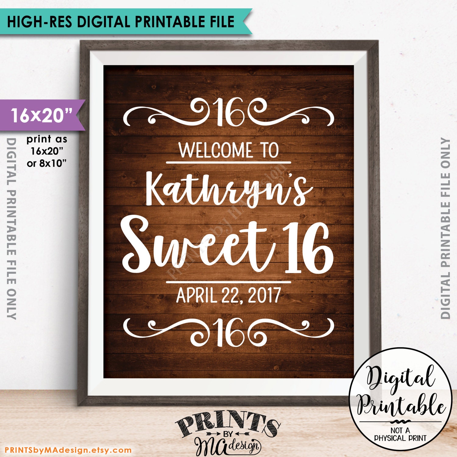 Sweet 16 Sign Custom Sweet Sixteen Welcome Sign Sixteenth