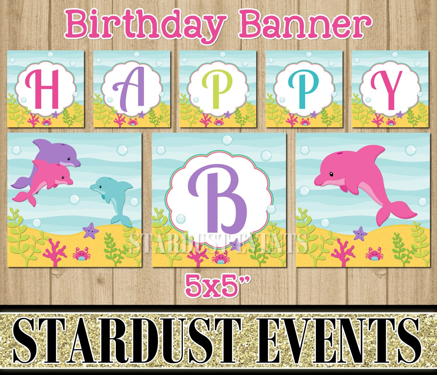 Dolphin Happy Birthday Banner Dolphin Birthday Banner Happy