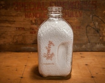 Vintage Leonberg Dairy Glass Milk Bottle Half Gallon Rochester PA Orange Cow Advertising Kitchen Decor Farmhouse
