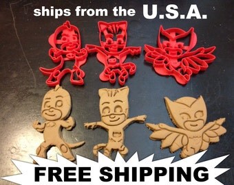 PJ Masks Cookie Cutters. Cat Boy, Gekko, and Owlette. Throw a PJ Masks Themed Birthday Party with your favorite Catboy and friends! P J Mask