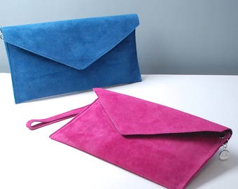 Personalised Suede Envelope Clutch Bag, Suede Bag, Customised Bag, Evening Bag, Gift For Her, Gift for Bridesmaid