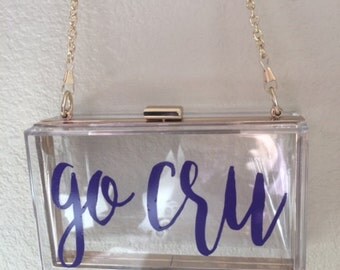Clear Purse Crossbody Stadium Bags~Custom~Monogram~College Logos~Transparent~4 Styles~You design!