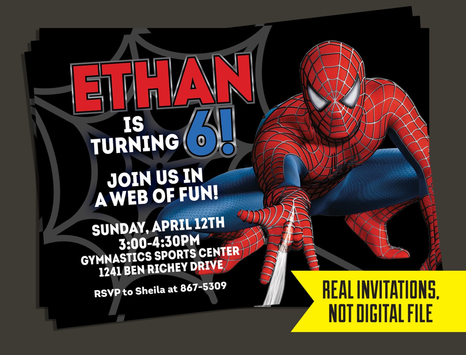 Spiderman Photo Birthday Invitations 3