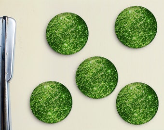 Glitter Magnets - Green, Lime, Lime Green, Girly, Office, Organization, Home Office, Refrigerator, Fridge, Glitzy, Locker Magnet, Organize