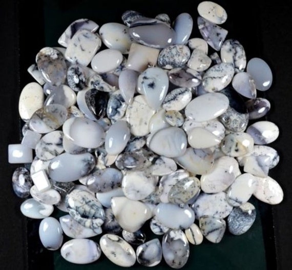 30% OFF 500 ct/ 17 Pc Black Moss Agate-Natural Dendritic