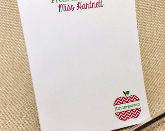 Personalized Teacher Notepad - Teacher Notepad - Chevron Apple - Custom Notepad - Teacher Appreciation - End of Year Gift - Teacher