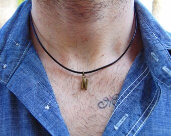 Men's Initial Necklace,Men's Necklace,Personalized men necklace,Boyfriend Gift,Unisex Necklace,Leather Cord Necklace,Husband Gift