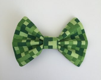 Minecraft Inspired Hair Bow-handmade bows-toddler bow-fabric hair bow-girls bows-cotton hair bows-baby girl bows