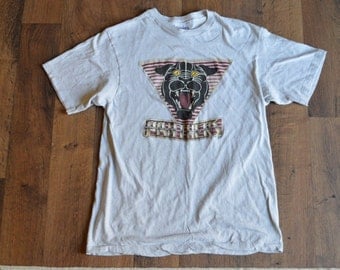 Vintage Vtg 1981 BLACK PANTHER PARTY Womens Medium Short Sleeve T-Shirt Shirt Gray Cotton