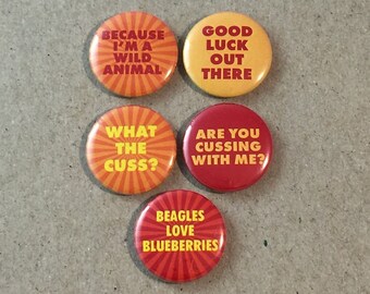 Fantastic Mr. Fox Wes Anderson Movie Fan Art 5 - 1 or 1.25 Inch Pinback Button Pin Badge Set