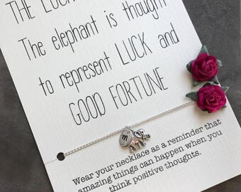 Elephant NECKLACE, Best friend necklace, Good luck charm, Good luck elephant, Monogram necklace, Karma necklace, Good luck, A62