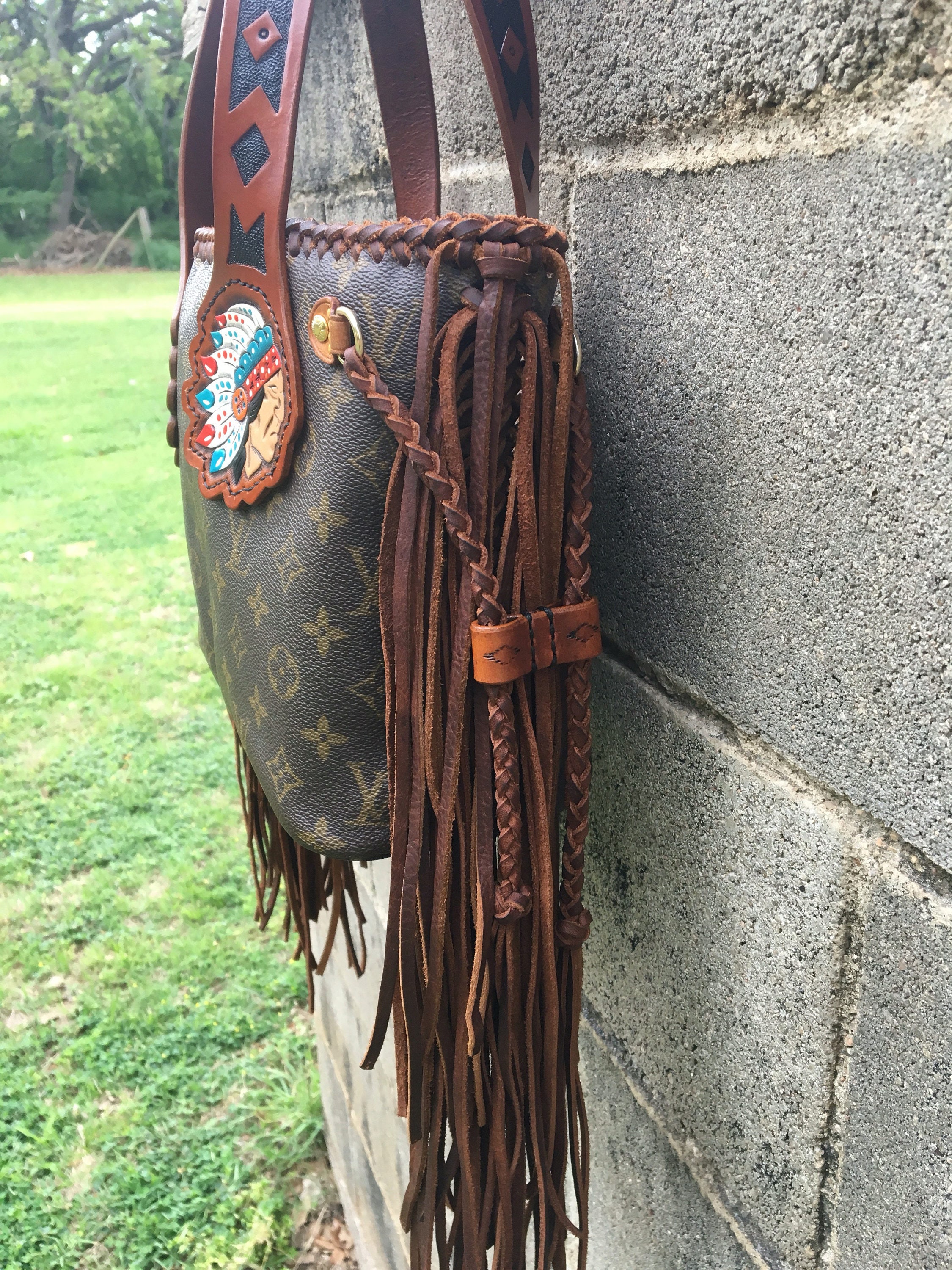 Revampe Louis Vuitton, Tooled Leather Purse, Fringe Leather Purse