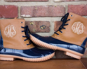 Duck Boots w/ Monogram - Solid Colors, Personalized Duck Boots, Birthday Gift, Graduation Gift, Sorority Gift, Gifts For Her, Embroidery