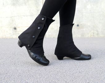 Black Spats Reversible, Ankle Boot Cover Grey and Black, Steampunk Spats